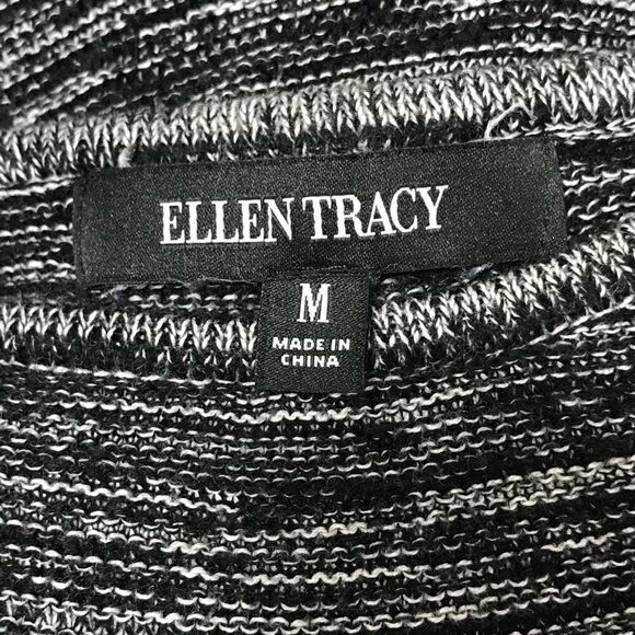 Ellen Tracy Black & Ivory Marled Tunic Top Medium - Picture 5 of 7